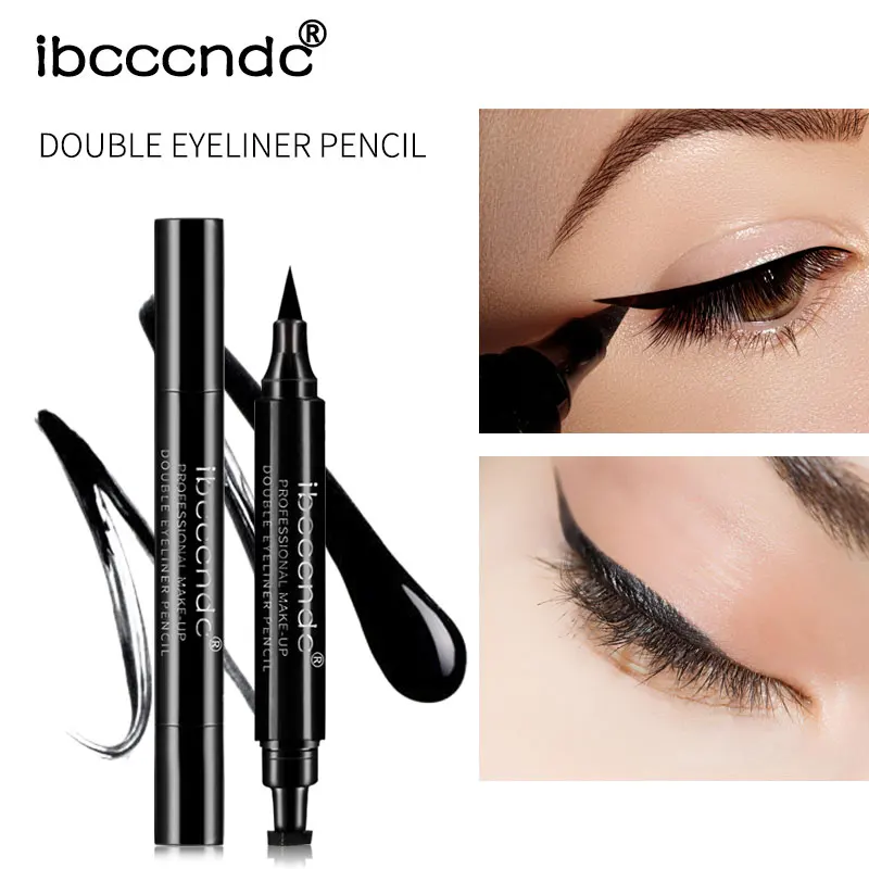 

Makeup Eyeliner Stamp Wing Pencil Double-Headed Black Liquid Eye Liner Cosmetics 2 in 1 Waterproof Long-lasting Eyeliners Pen