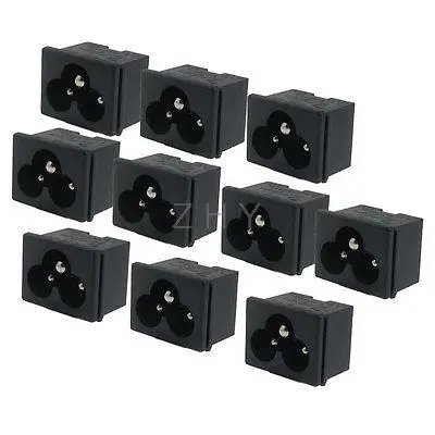 

10 x Black Plastic IEC320 Inlet C6 Power Adapter 250V 2.5A
