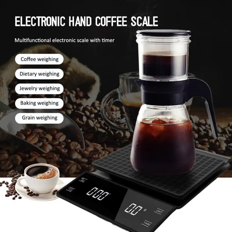 Household Coffee Weighing 3KG/ 0.1g Drip Coffee Scale With Timer
