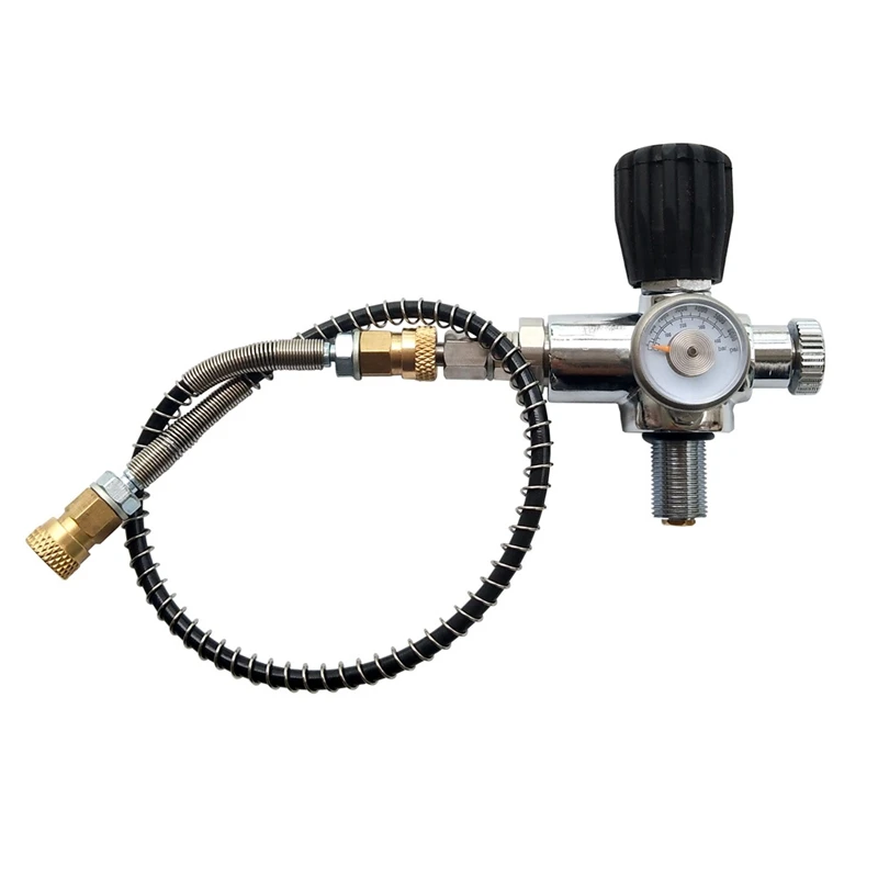 

Scuba Diving Valve Air Filling Station Refill Adapter with 36mm 400 Bar, 6000 Psi Pressure Gauge 60cm High Pressure Hose M18X1.5