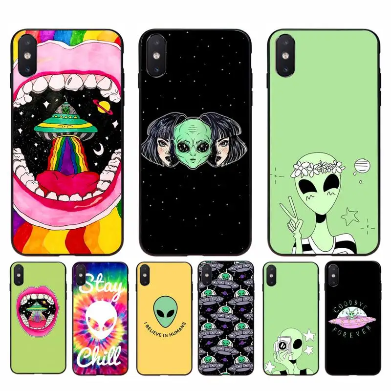 Motirunner Trippy Tie Dye Peace Alien Coque Shell Phone Case for iphone 11 Pro Max X XS MAX 6 6s 7 8 plus 5 5S 5SE XR SE2020 | Мобильные
