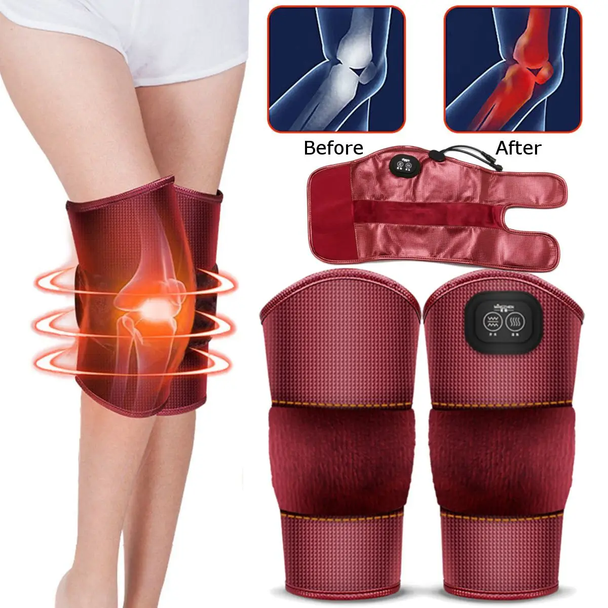 

Electric Heating Back Knee Massage Physiotherapy Leg Arm Waist Pain Relief Vibration Muscle Stimulator Warm Pad Health Care New