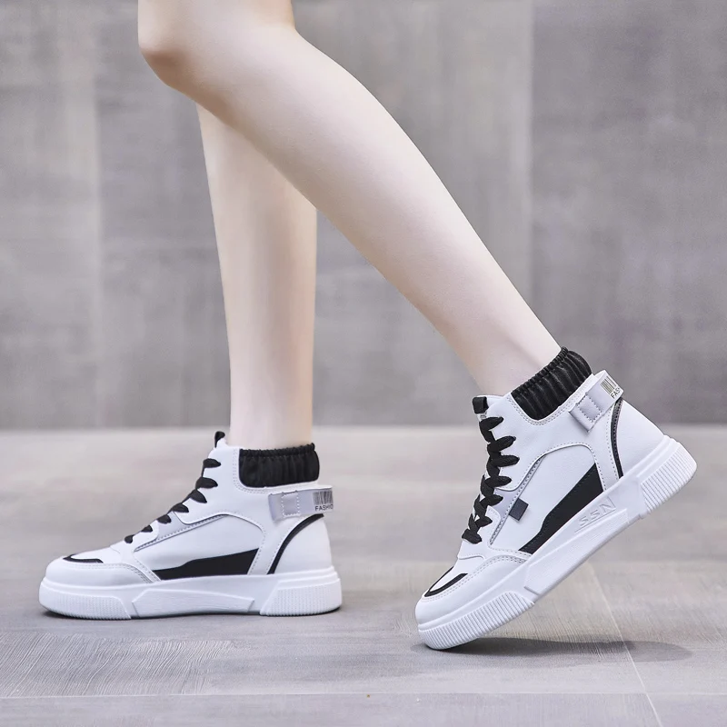 New Arrivals Ladies Spring Thick-soled High-top Sneakers Vulcanized Shoes Non-slip Comfortable Casual Sneakers Hawaiian Shoes