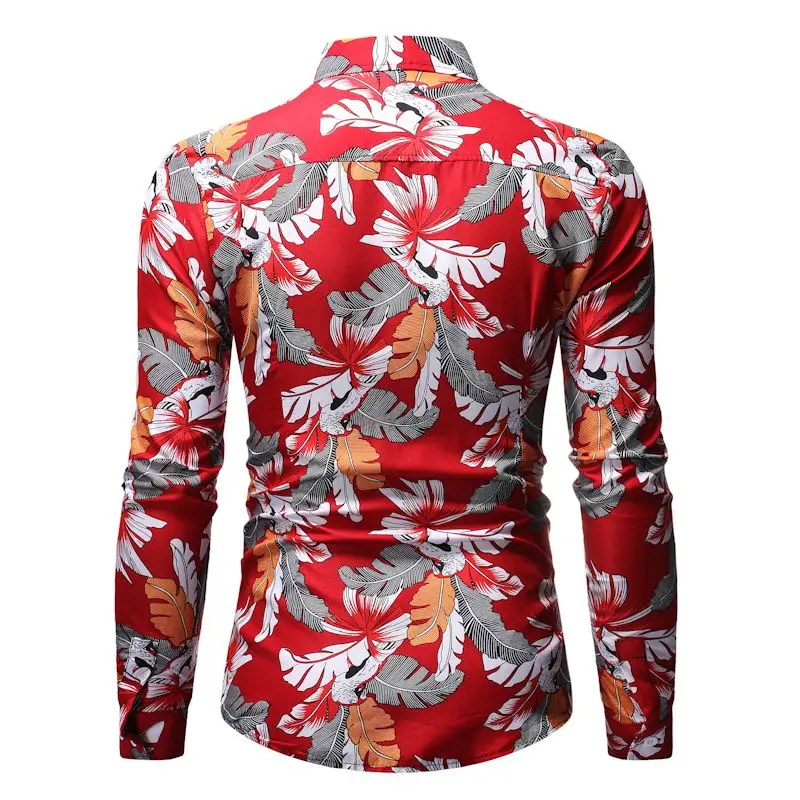 Мужская Повседневная рубашка Slim Fit Мужская Повседневная рубашка с принтом на пуговицах с длинными рукавами официальные сорочки мужская одежда