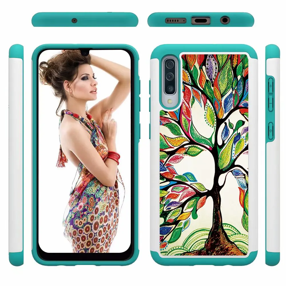Samsung Galaxy A20 A30 A50 A30S A50S A520 A5 силикон и PC 2 в 1 сверхпрочный противоударный защитный противоударный чехол для телефона - Цвет: Colorful tree