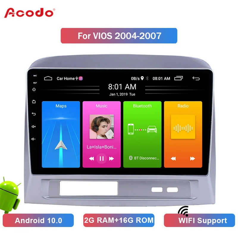 

ACODO 2+16G Android 10.0 Car Radio Multimedia Player For Toyota VIOS 2004-2007 Navigation GPS 2 din