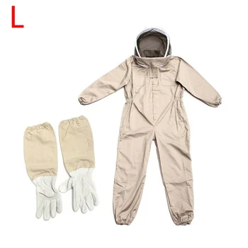 

1 Set Of Unisex Beekeeping Suit Bee Guard Protection Clothing Hooded + Gloves L-3XL Farmers Supplies