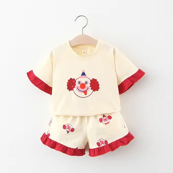 

Summer Children's Set Wholesale 2020 Plain Cartoon Clown Homewear Set