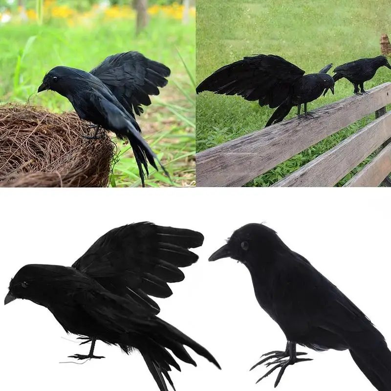 Iaywayii Simulado De Halloween Cuervo Cuervo Cuervo Negro Artificial Modelo De Juguete para La Decoración del Partido De Halloween