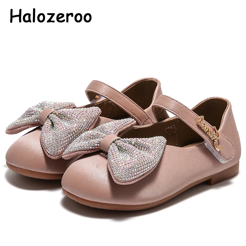 

New Spring Baby Girls Bow Shoes Children Princess Flats Toddler Pu Leather Brand Shoes Fashion Rhinestone Shoes Mary Jane 2020