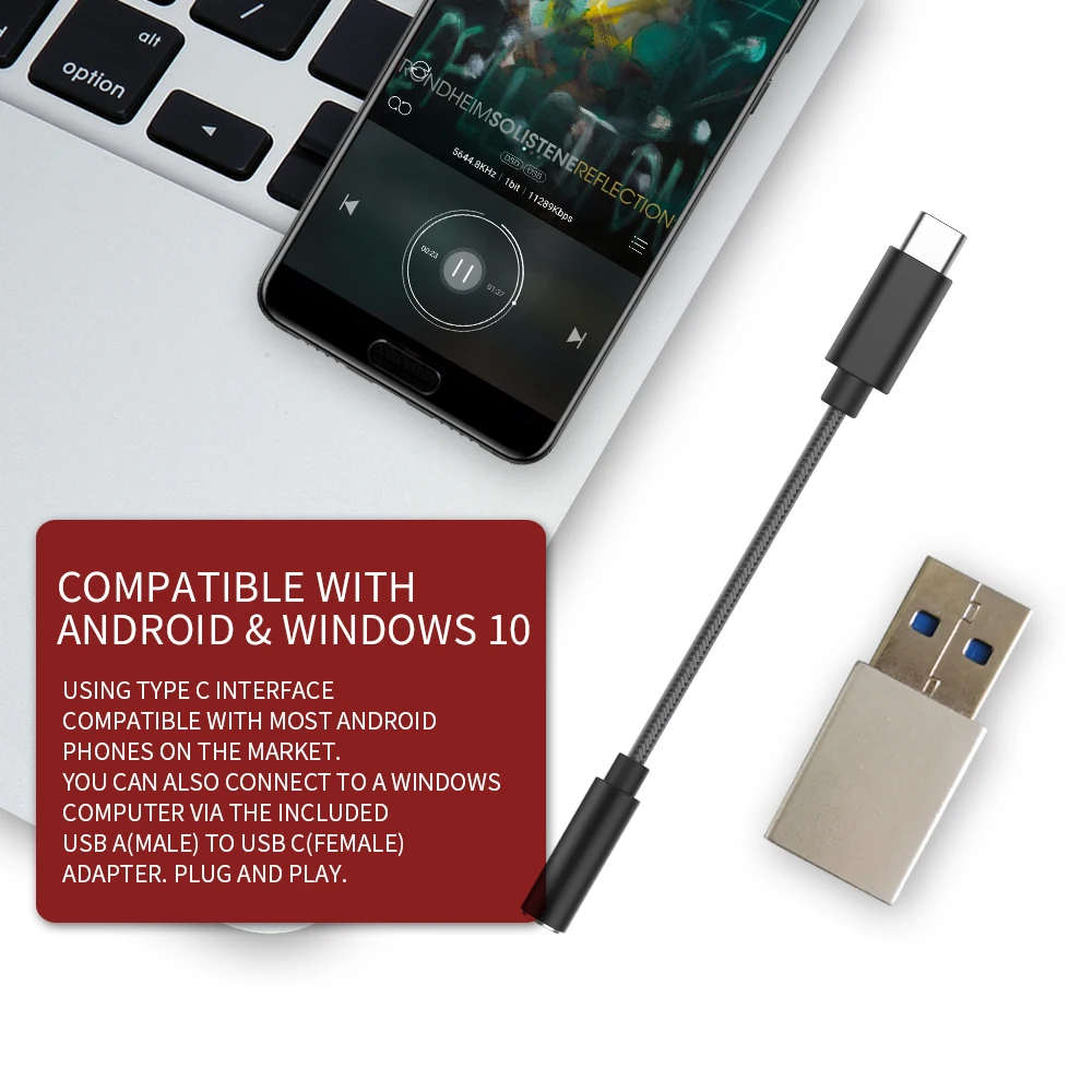 Hi Res USB Type C To 3 5mm Jack Audio Adapter Headphone Amplifier HIFI DAC Decoder For Andoid Win10 Ipad ES9280c ALC5686