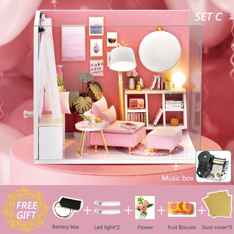 H17-C Кукольный домик Cutebee миниатюрная мебель кукольный домик DIY Миниатюрные домики комнаты Каса игрушки для детей DIY кукольный домик H17-2 - Цвет: H17-C