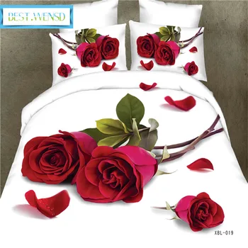 

New Bedding Set Wedding Rose 3d Super Soft Winter Bedsets 3/4 pcs Duvet Cover Sheet Pillowcase Comforter Bedding Sets Quality 9