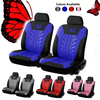 

4pcs Universal Car Seat Covers Set Polyester Fabric Fit Most Cars Covers with Tire Track Detail Styling Car Seat Protector