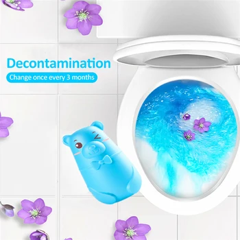 

Cute Bear Blue Bubble Toilet Cleaner Deodorant Toilet Bowl Automatic Flush Toilet Cleaner Household Cleaning Tools