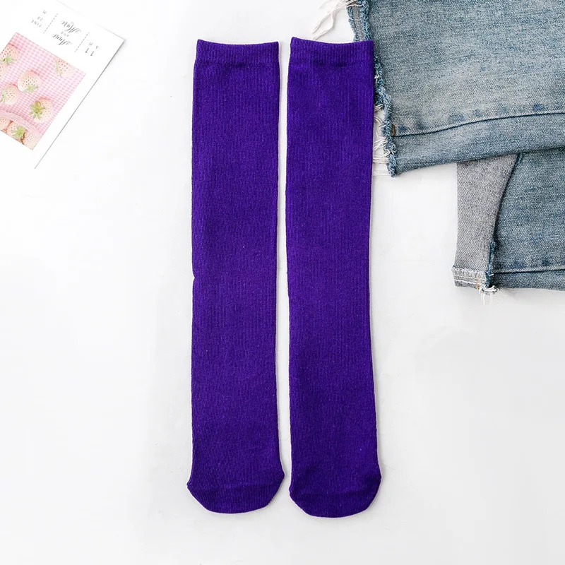 Purple 2 Long Socks Детские гольфы, детские носки, хлопковые носки для малышей, гетры до колена, милые носки для мальчиков и девочек, детские носки, 3-12 лет - Цвет: Purple 2 Long Socks