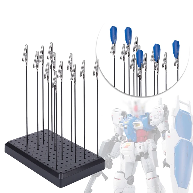 Model Color Tool 9 X 14 Holes Painting Stand Base with 10/20pcs Metal Alligator Clip Stick for Gundam Model Building Tool Sets 6