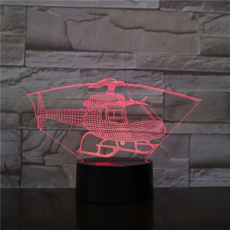 3D-2038 вертолёт, самолёт 7/16 цветов Chang светодиодный 3d-ночник сон Спальня Декор лампа для мужчин мальчиков подарок