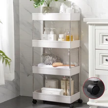 2/3/4 Tier Slim Storage Cart Mobile Shelving Unit Organizer Slide Out Storage Rolling Utility Cart Rack for Kitchen Bathroom