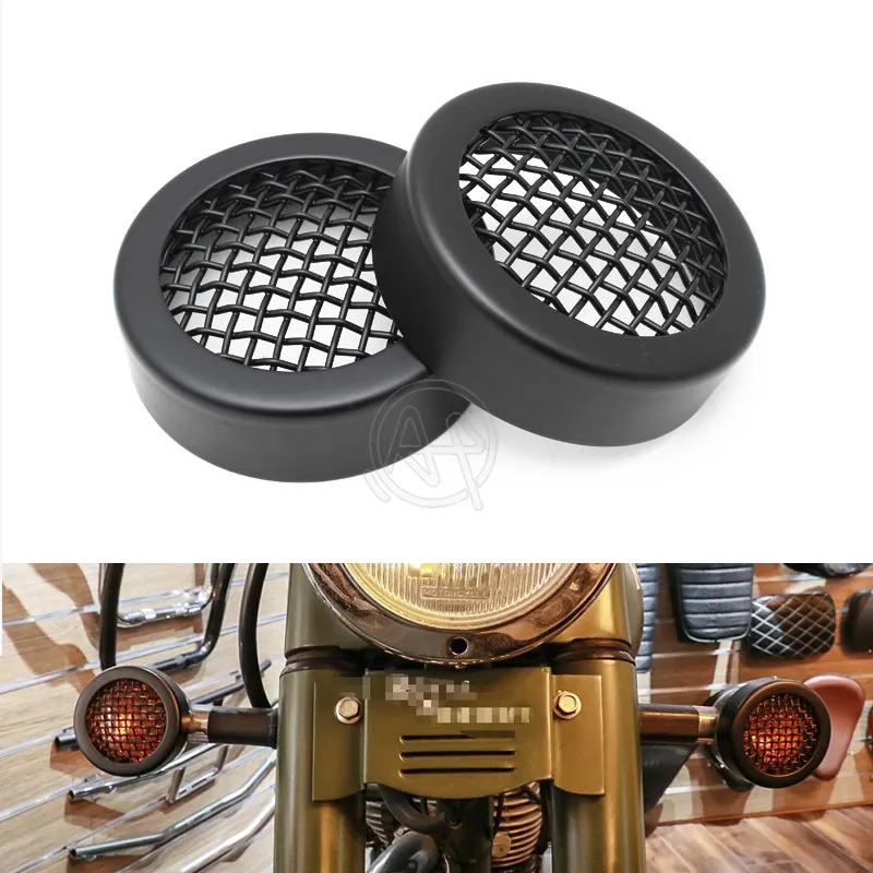 Moto 2 Pezzi Indicatore Di Protezione Coperchio Griglia Lampeggiante Per Royal Enfield Classic 500 Indicatori Di Direzione Neri Trim Griglie Cap