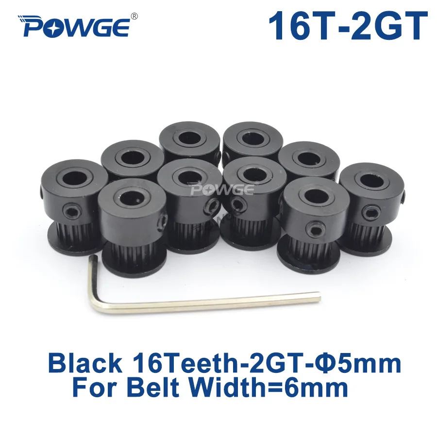 2MGT 2GT зубчатый шкив POWGE черный 16 зубьев диаметр 5 мм небольшая обратная ресница для