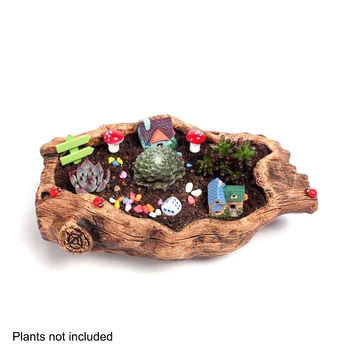 

Succulent Planter Gardening Pot Home Office Small Vintage Wood Bonsai Cactus Balcony Plant Flowerpot Sculpture Pot