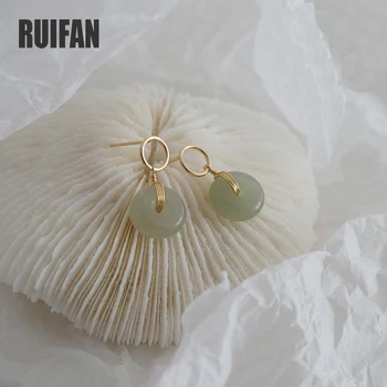 

Round White/Green Natural Hetian Jade Earrings Silver 925 Trendy Drop Earring for Women Jewelry 2020 New on the Ears YEA434