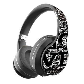 

Head Wearing Bluetooth Headset Folding Portable Graffiti Wireless Headphone Supports TF Card for Mobile Phone Computer Tablet-Bl