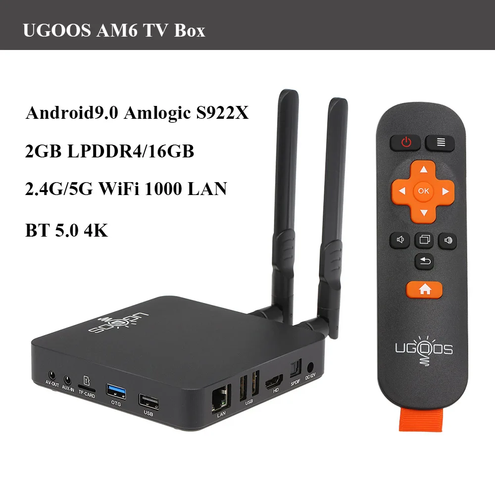 ТВ приставка UGOOS AM3 Android 7 1 Amlogic S912 VP9 H.265 UHD 4K 2 ГБ/16 ГБ мини ПК Wi Fi и LAN DLNA медиаплеер