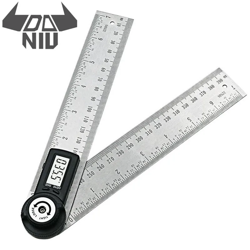  DANIU 200mm Digital Angle Meter Inclinometer Stainless Steel Angle Digital Ruler Protractor Electro