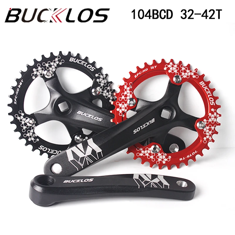 BUCKLOS 104BCD MTB Square hole Crank 32-42T Round Single Narrow Wide Chainrings 
