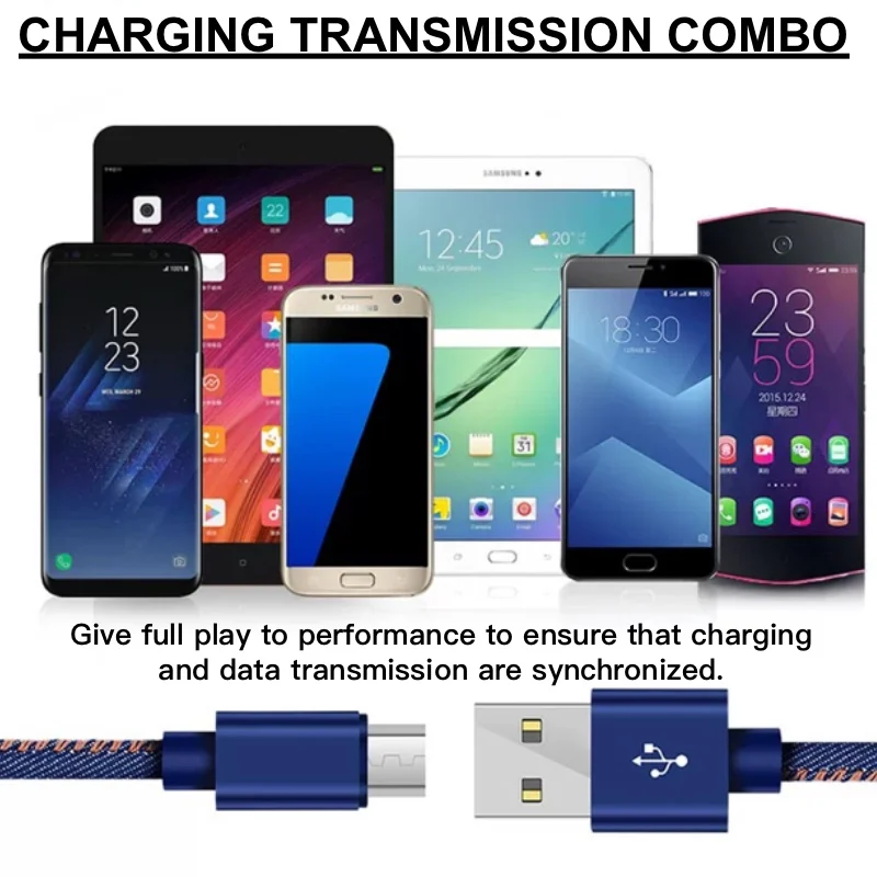 1 м 2 джинсовый микро usb зарядный кабель для samsung 2.4A быстрое зарядное устройство