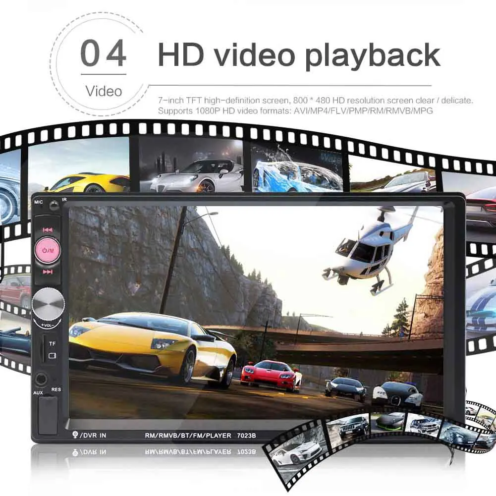  7 pollici HD Portatile A Doppio 2 Auto Lettore Audio Stereo Bluetooth Touch MP5 USB FM Ricevitore R