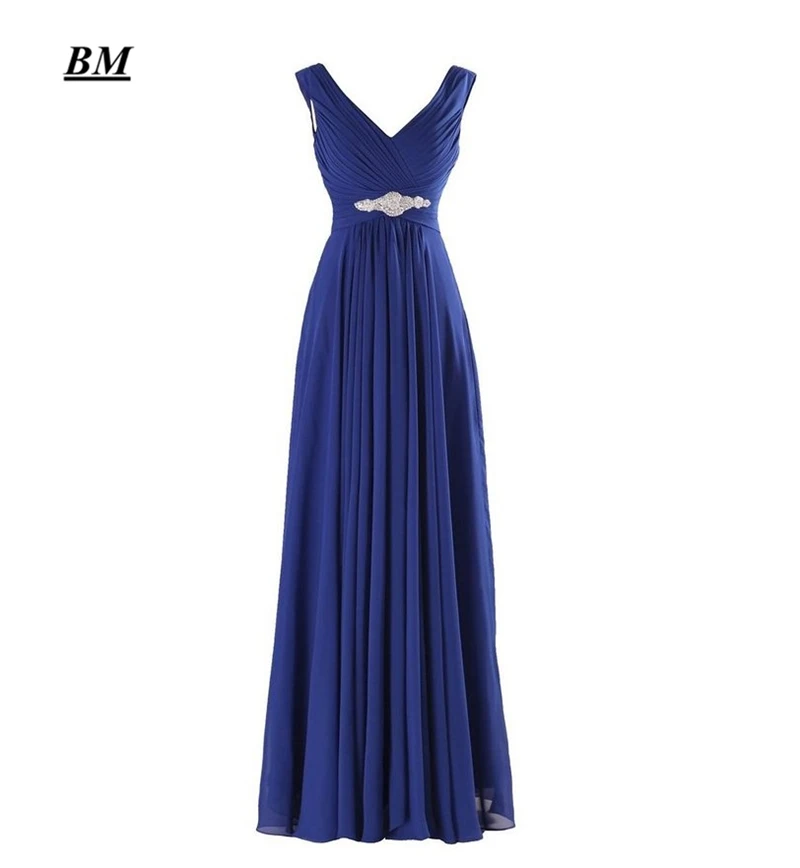 royal blue Элегантные Дешевые трапециевидные шифоновые платья для выпускного бала с бусинами Длинные вечерние платья de gala BM102 - Цвет: royal blue
