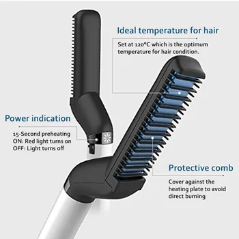 

Multifunctional Electric hair Comb Men Quick Beard Straightener Styler Comb beard Curler Permed Clip Styling Tools Bathroom Tool