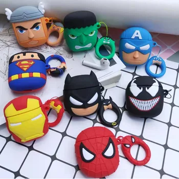 

Cartoon Silicone Marvel hero Avengers case For Apple AirPods 1 2 Bluetooth Headset Box Wireless Earphone Case for AirPods 2 Case