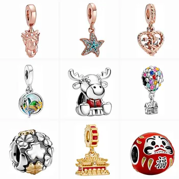 

New Colorful Balloons Castle Statue Of Liberty Pendant Fit Original Brand Charms Bracelet DIY Jewelry Women Ocean Series Beads