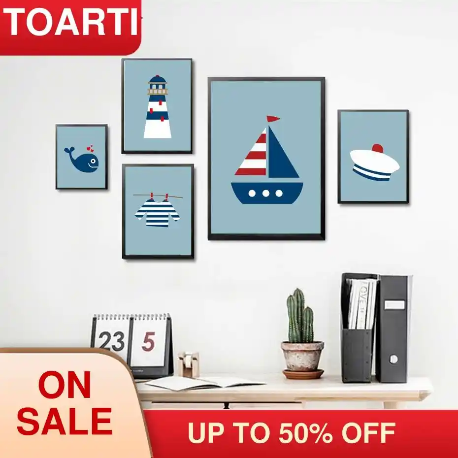 Lienzo Pintura Artistica Poster Para Sala Decoracion Del Hogar Murales Impresion Oceano Marinero Cuadro Con Dibujo Pared Bebe Ninos Impresiones Pintura Y Caligrafia Aliexpress