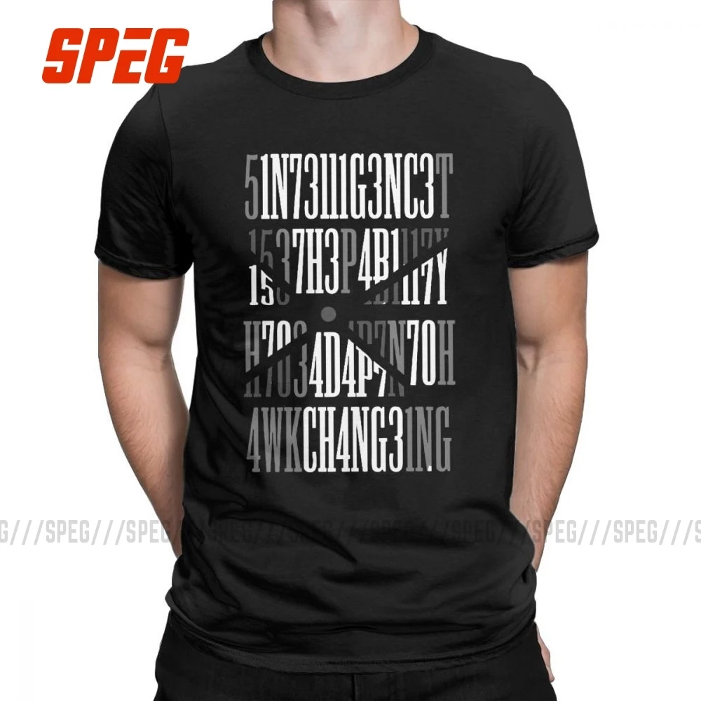 Adapt Or Die Encoded Мужская футболка Стивен Хокинг наука интеллект физика адаптация к