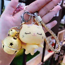 Южная милый мультфильм, Корея CC Cat брелок для мужчин и женщин парные Плетеные Кожаные Веревки Сумочка с брелоком кулон