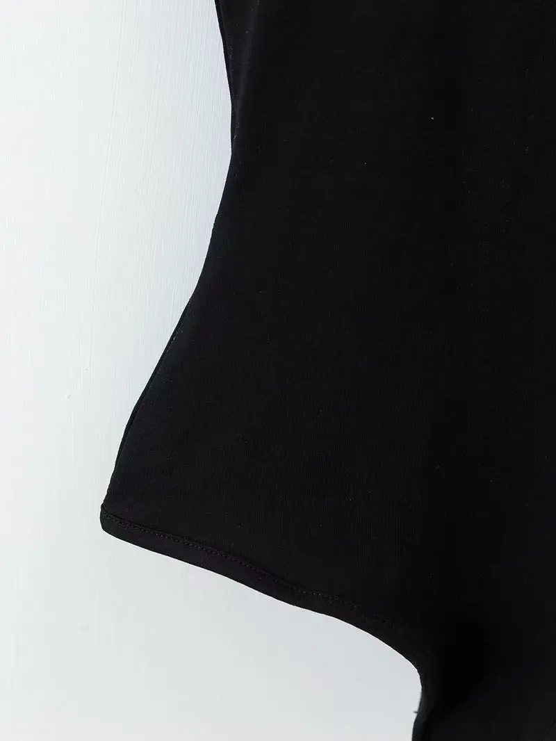 Vintage Black Bodysuit Women Eyelet Bandage V Neck Sleeveless Sexy Bodysuit Summer 2020 Body mujer Playsuit Tops XDWM2916