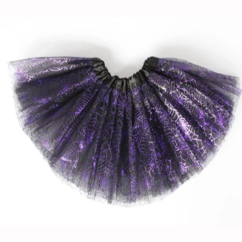 

Children's Halloween dress up silver spider silk skirt cosply Tutu Skirt girl ballet Colorful moon and stars tutu skirt