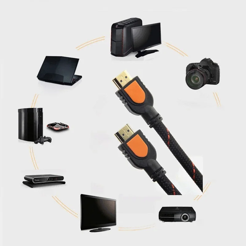 1 фут короткий кабель HDMI для HD TV 3D 1080p One Feet 4 Плетеный золотой | Электроника