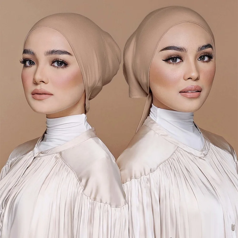 Islamic Headscarf Hijab Bonnet Female Turban Hat Ladies Headband Cap Muslim Women's Under Scarf Caps Soft Cotton Inner Hijabs