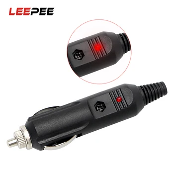 

LEEPEE 1pcs Car-styling Male Car Cigarette Lighter Socket Plug Connector LED Red Indicator With Fuse