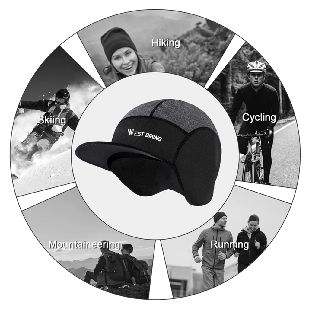 West Biking Зимняя Термальная велосипедная Кепка Мотоцикл Windstopper под велосипедный шлем Лайнер теплая шапка