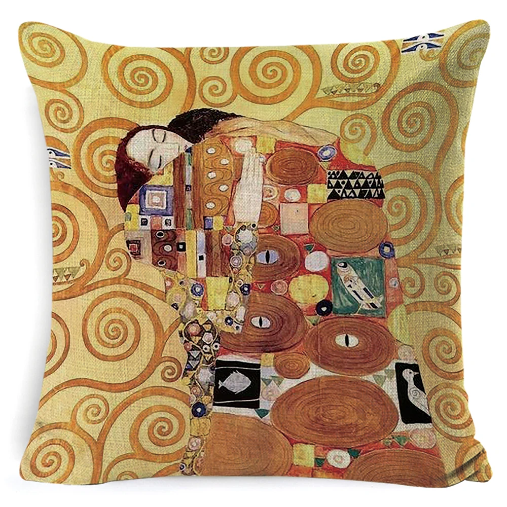 Декоративная наволочка с масляной росписью Gustav Klimt чехол золотым рисунком