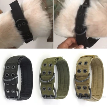 

Pet products Military Tactical Adjustable Dog Collar Pet Training Collar Double Metal D Ring Buckle