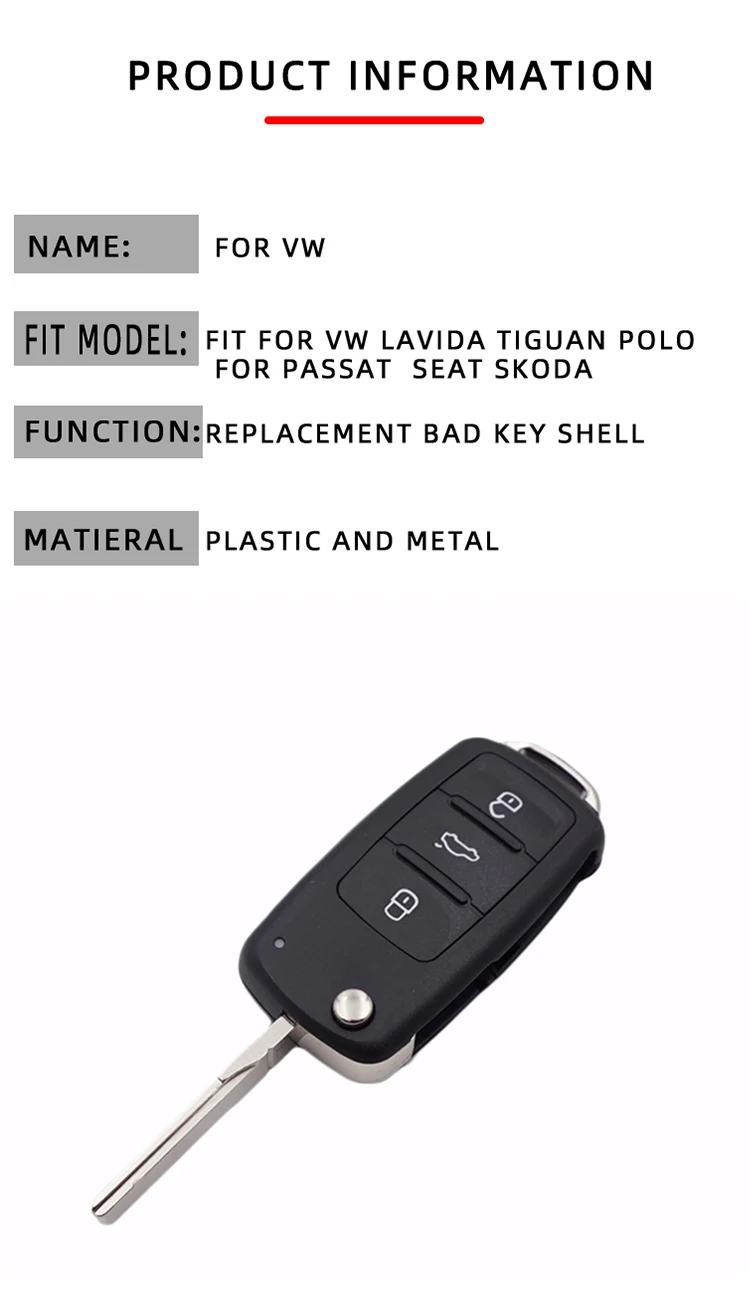 Xinyuexin ключ оболочка подходит для VOLKSWAGEN VW Golf 6 Polo Passat флип ключ для сиденья для SKODA 3 Кнопка Автомобильный ключ оболочка Замена чехол