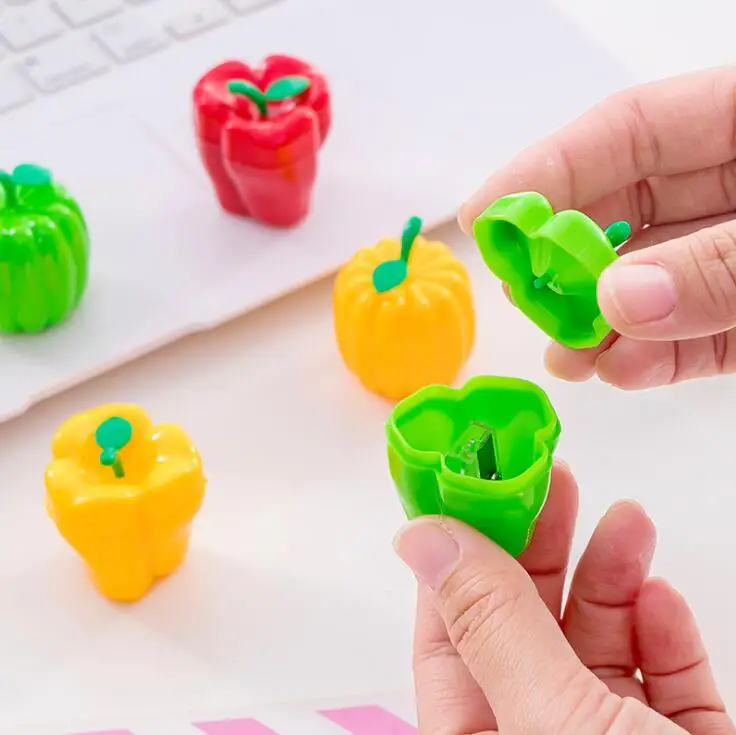 

Creative vegetables pumpkin pepper pencil sharpener Student cartoon standard pencil sharpener child gift
